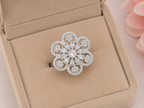 Floral Crystal Cluster Statement Ring