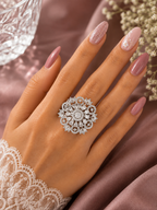Elegant Floral Crystal Statement Ring