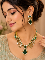 Emerald Green Kundan-Style Necklace Set