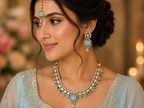 Blue Stone Kundan-Style Necklace Set