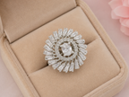 Elegant Silver-Tone Sunburst Cocktail Ring