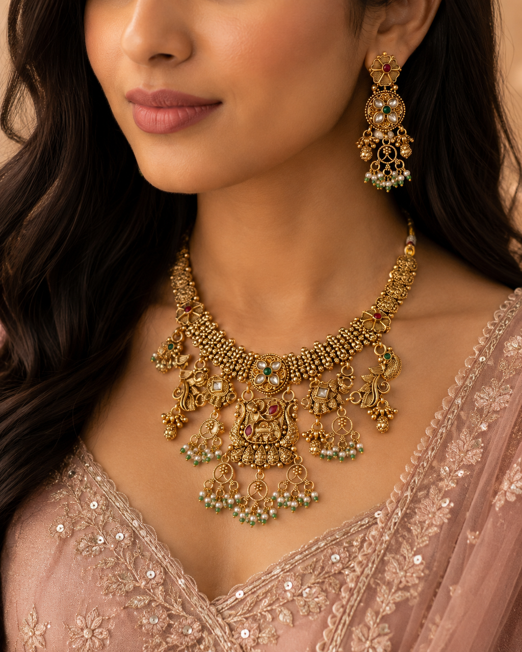 Royal Kundan-Inspired Gold Necklace Set
