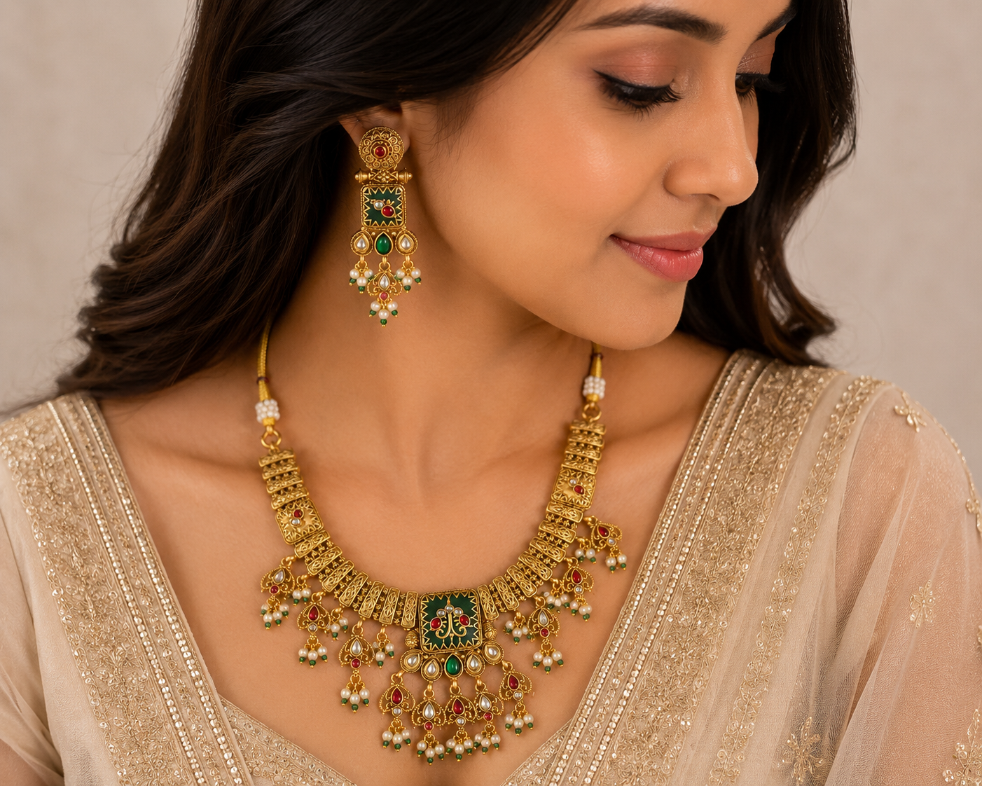 Royal Antique Gold Necklace Set