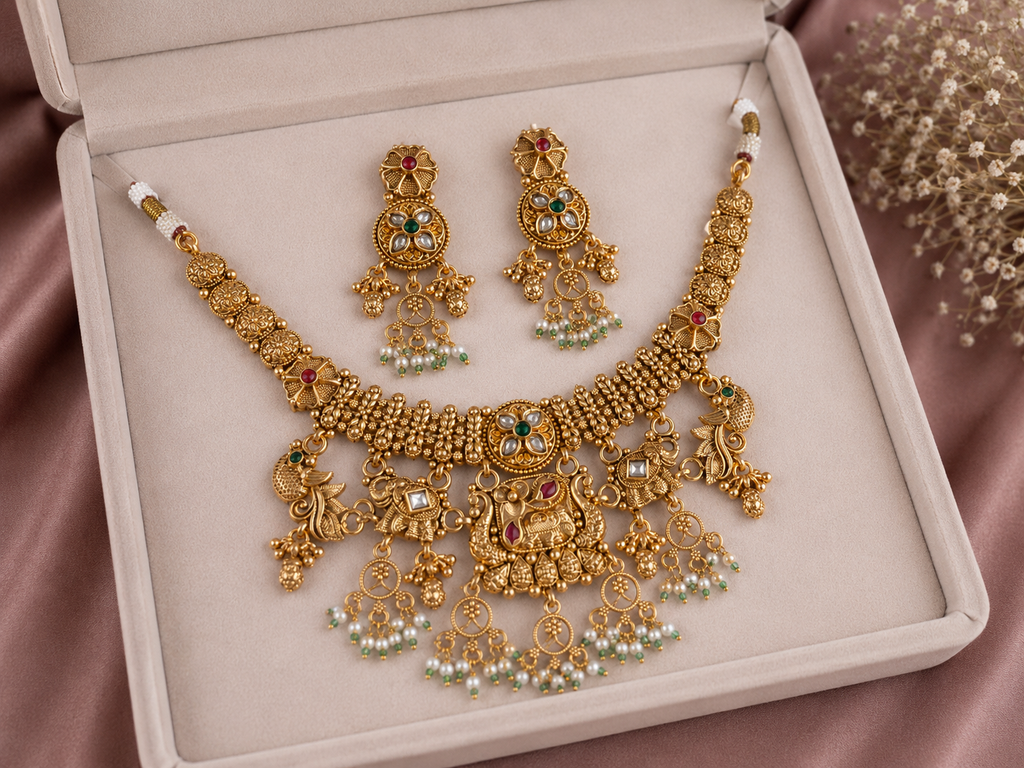 Royal Kundan-Inspired Gold Necklace Set