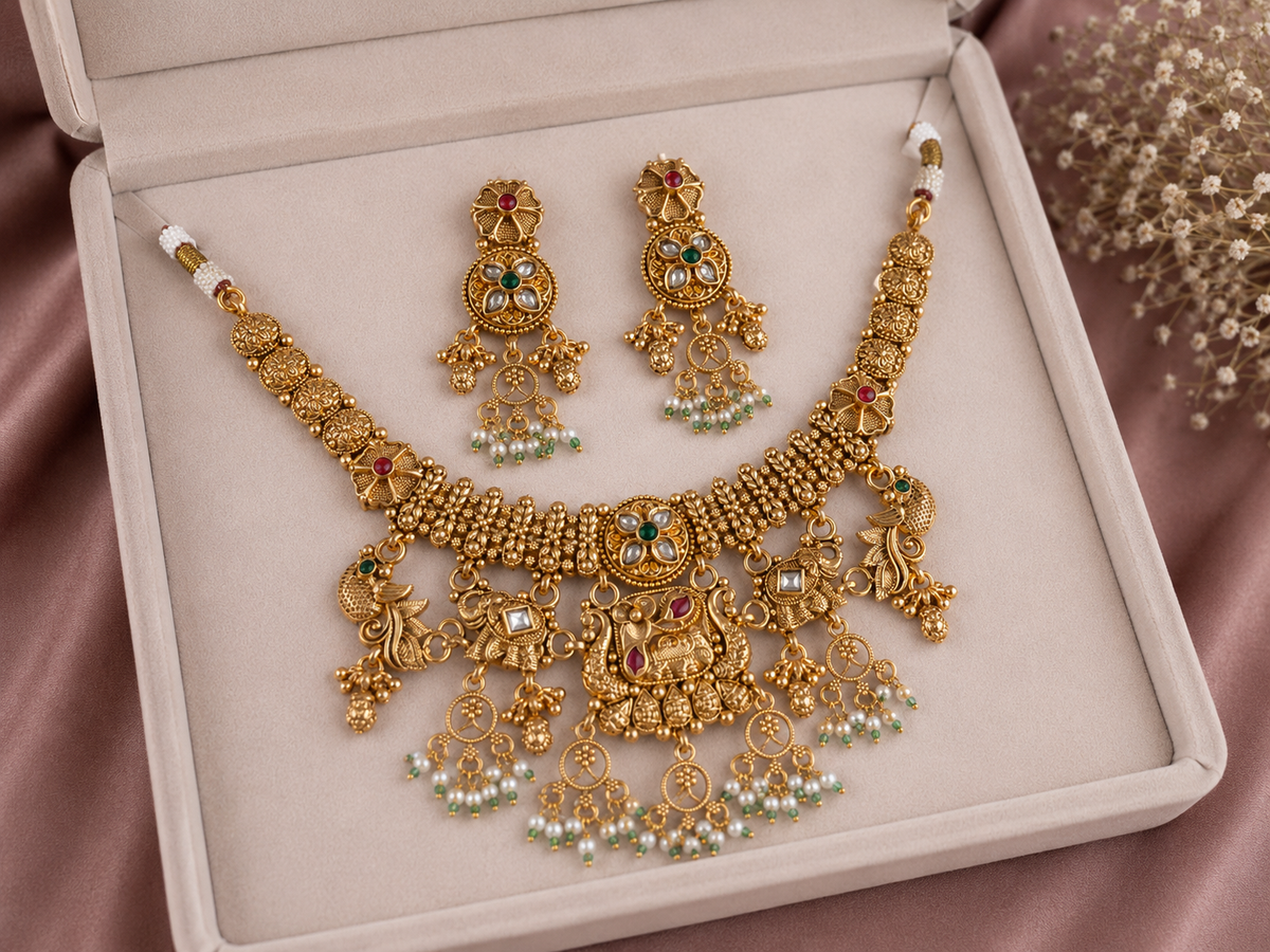 Royal Kundan-Inspired Gold Necklace Set
