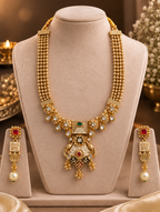 Traditional Gold-Tone Pearl Necklace Set