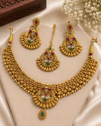 Traditional Multicolor Gold-Tone Necklace Set