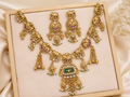 Antique Gold Traditional Necklace Set with Green & Ruby Stones