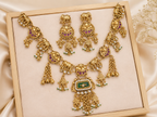 Antique Gold Traditional Necklace Set with Green & Ruby Stones