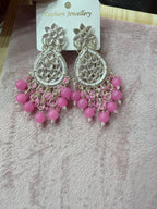 Pink Beaded Chandbali-Inspired Statement Earrings