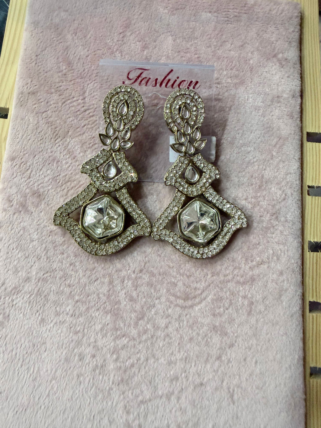 Gold-Tone Crystal Geometric Statement Earrings