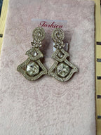 Gold-Tone Crystal Geometric Statement Earrings