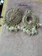 Gold-Tone Pearl Drop Chandbali Earrings
