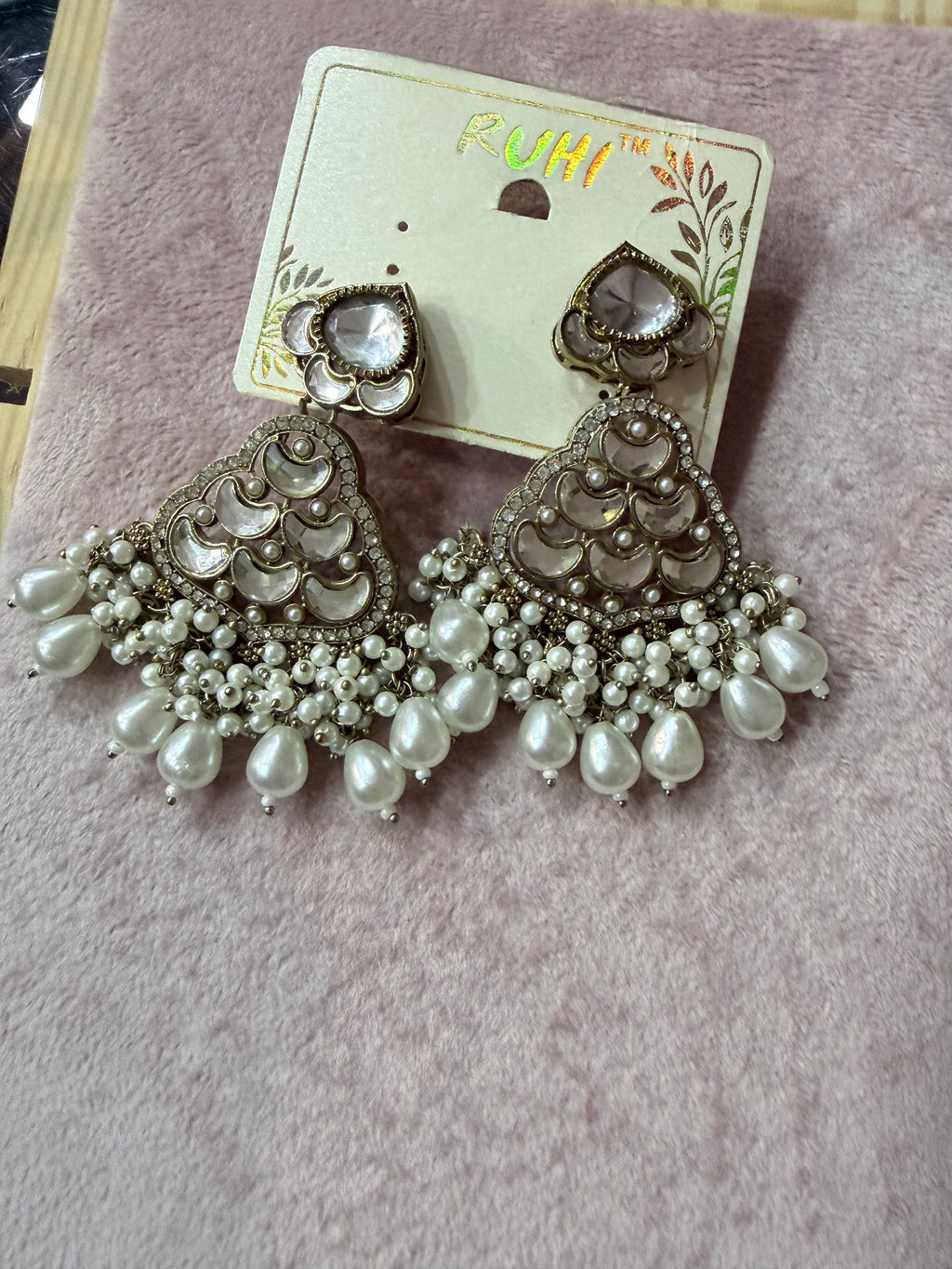 Pearl-Embellished Kundan-Inspired Chandelier Earrings