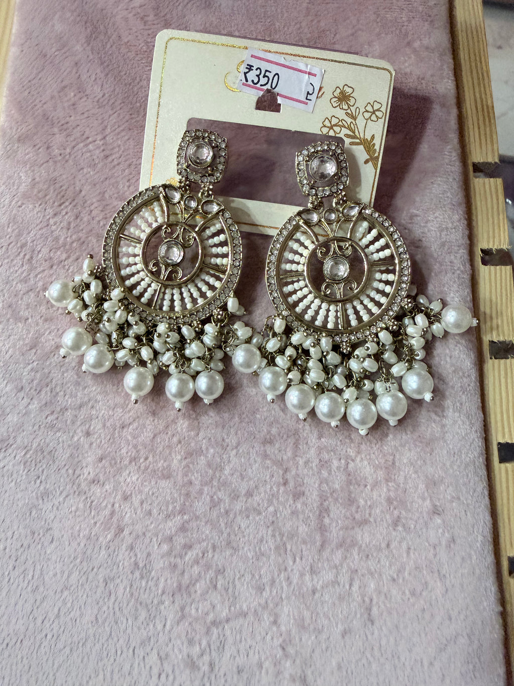Royal Pearl Chandbali Earrings – Gold-Tone Artificial Jewellery