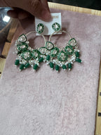 Emerald Green Kundan Chandelier Hoop Earrings