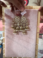 Royal Pearl Chandbali Jhumka Earrings