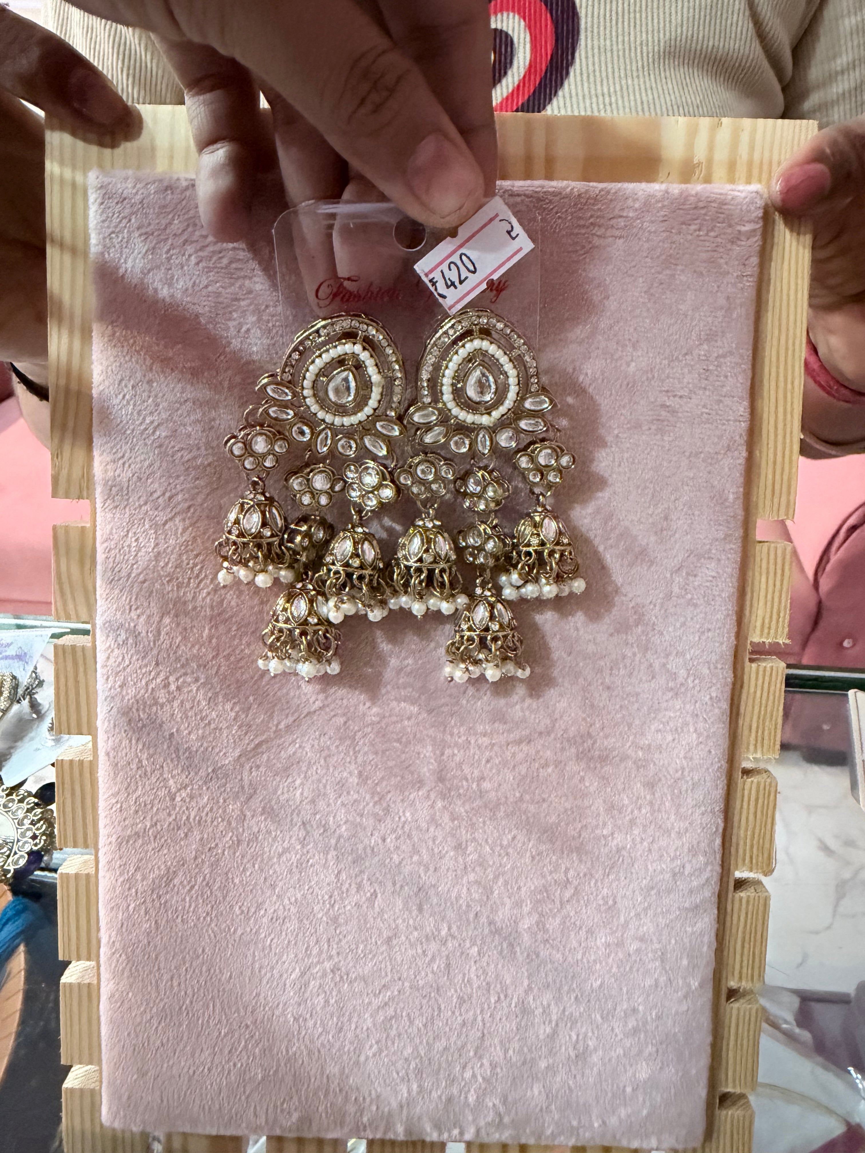 Royal Pearl Chandbali Jhumka Earrings