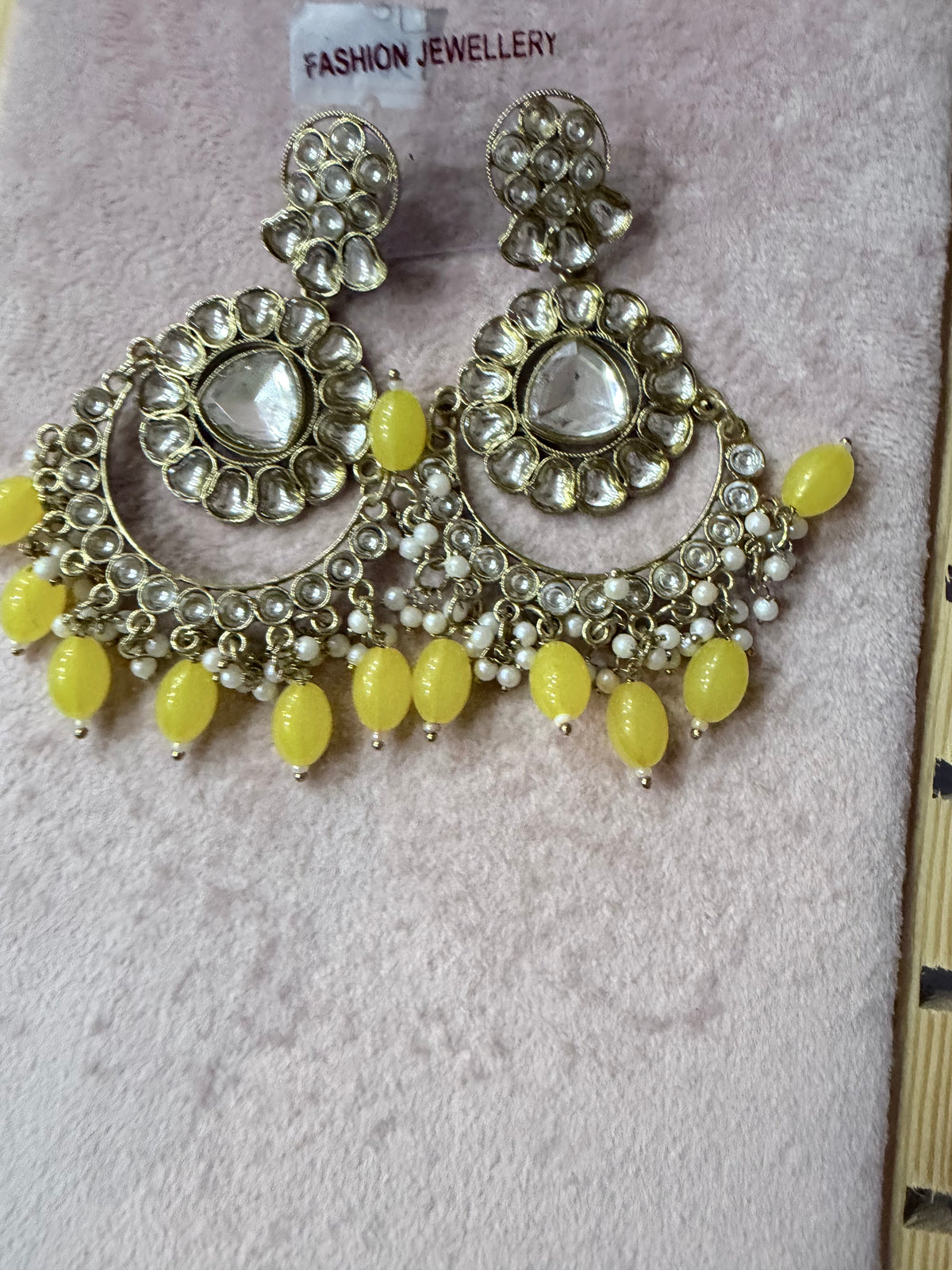 Gold & Yellow Beaded Chandelier Earrings – Artificial Fashion Jewellery