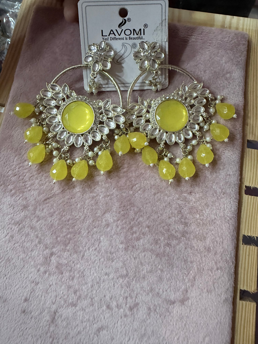 Yellow Floral Chandelier Earrings