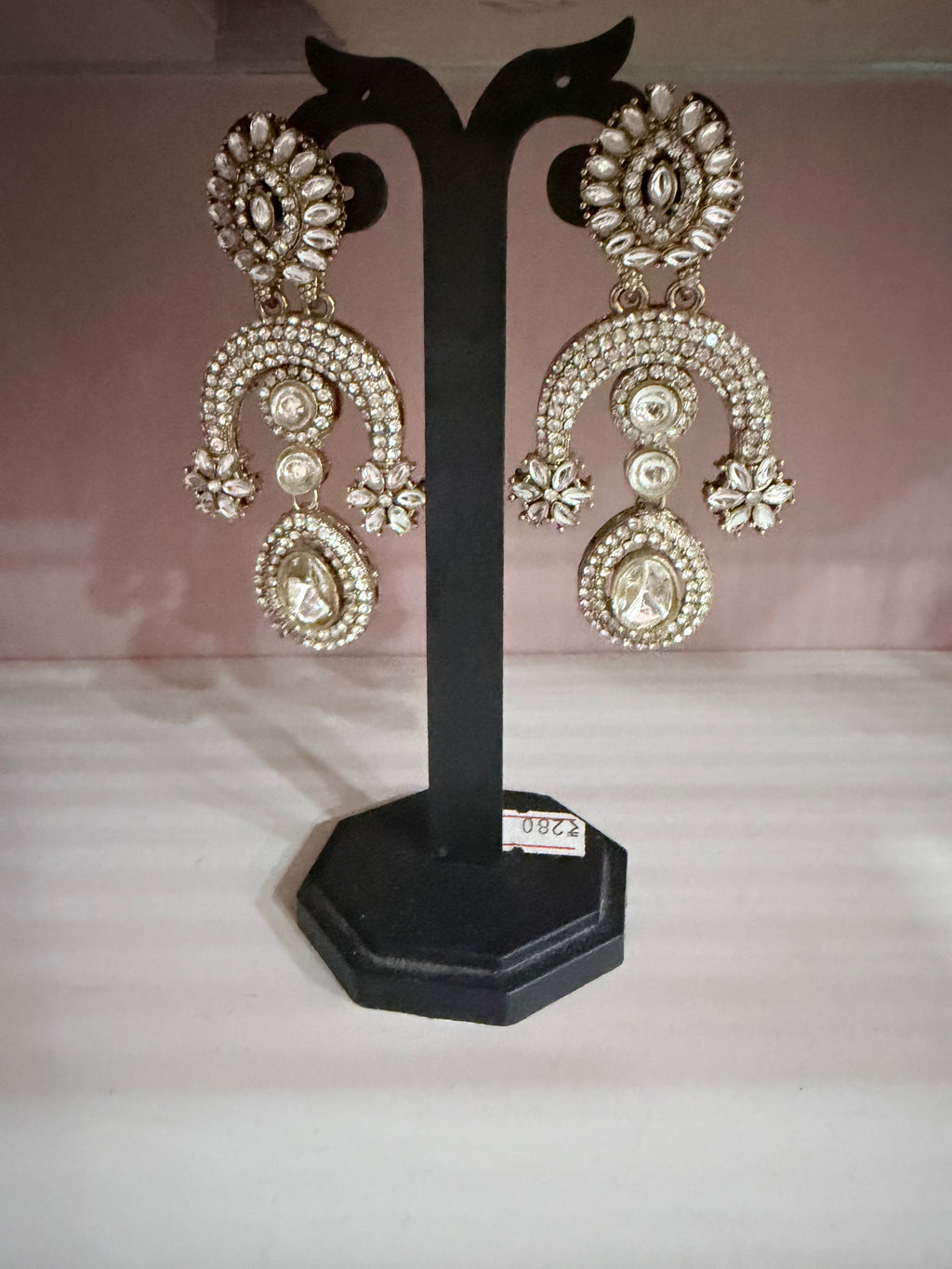 Gold-Tone Crystal Floral Chandelier Earrings