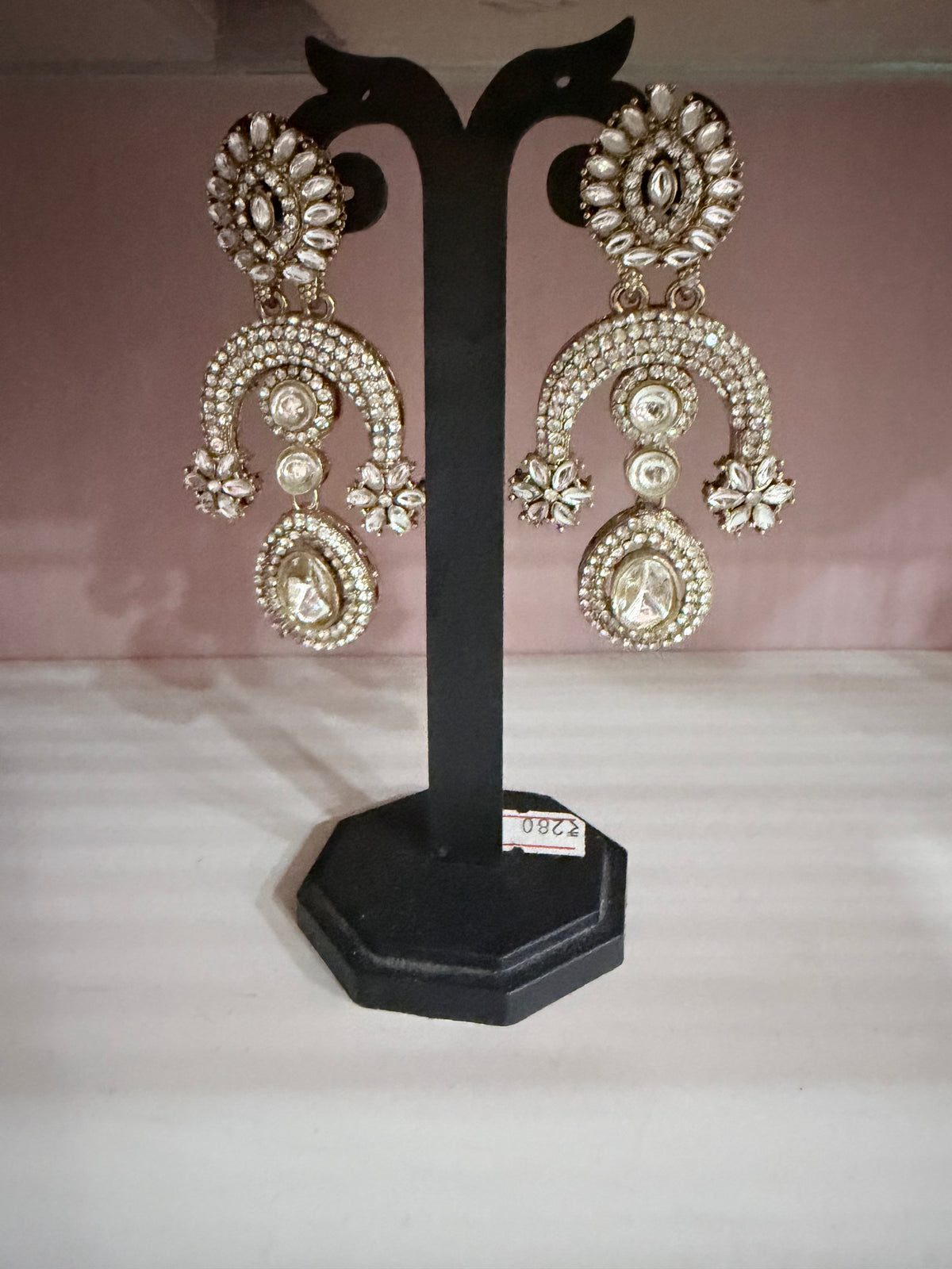 Gold-Tone Crystal Floral Chandelier Earrings