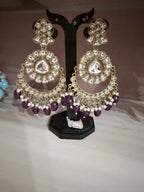 Gold-Tone Burgundy Pearl Chandbali Statement Earrings
