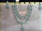 Mint Green Emerald-Cut Stone Layered Necklace Set