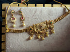 Royal Gold-Tone Traditional Necklace Set with Pearl Drops