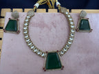 Emerald Green Statement Necklace Set – Gold-Tone Necklace & Matching Earrings