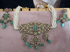 Mint Green Kundan-Style Choker Necklace Set
