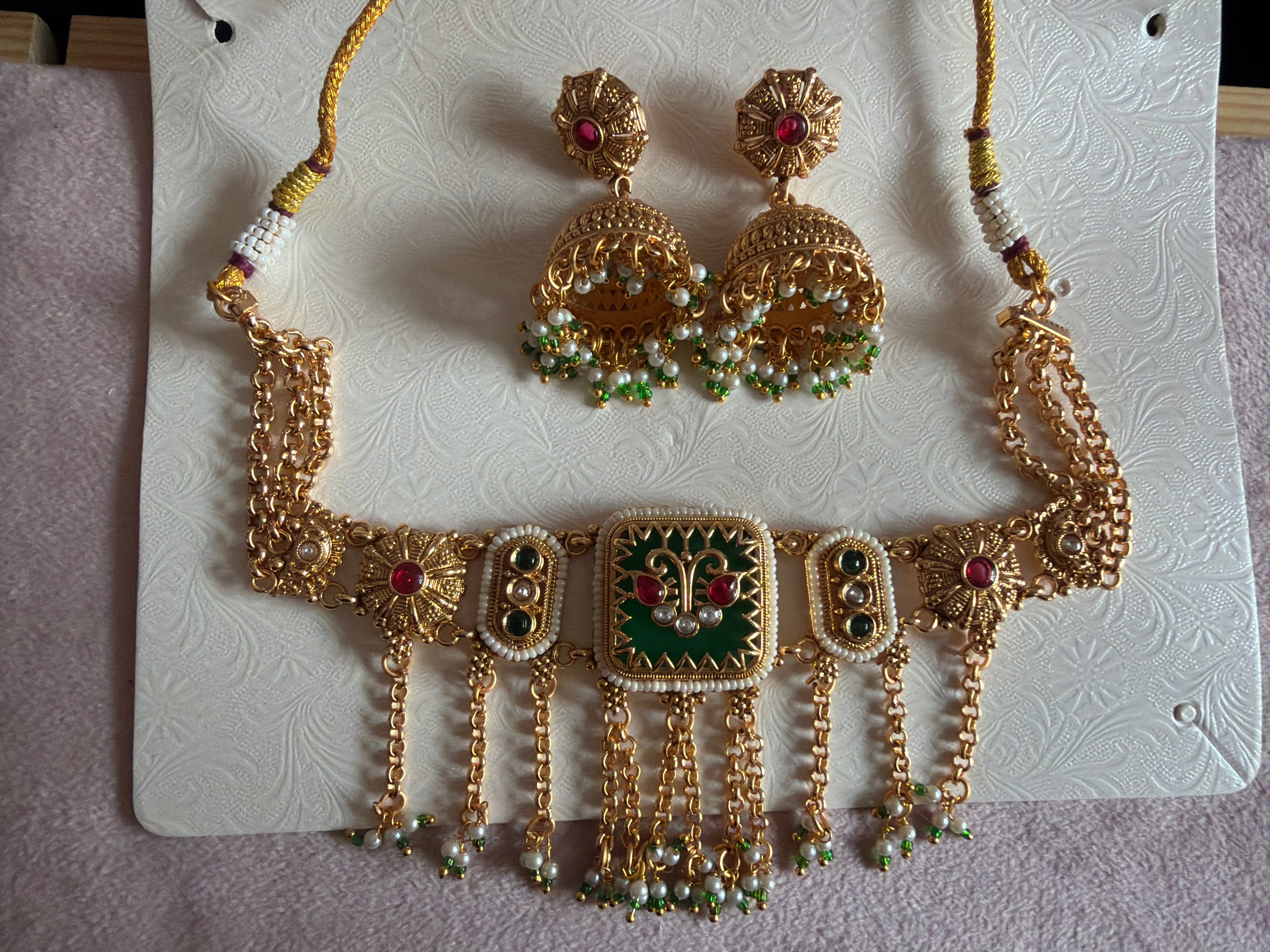 Royal Green & Gold Necklace Set