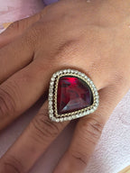 Deep Red Statement Crystal Ring