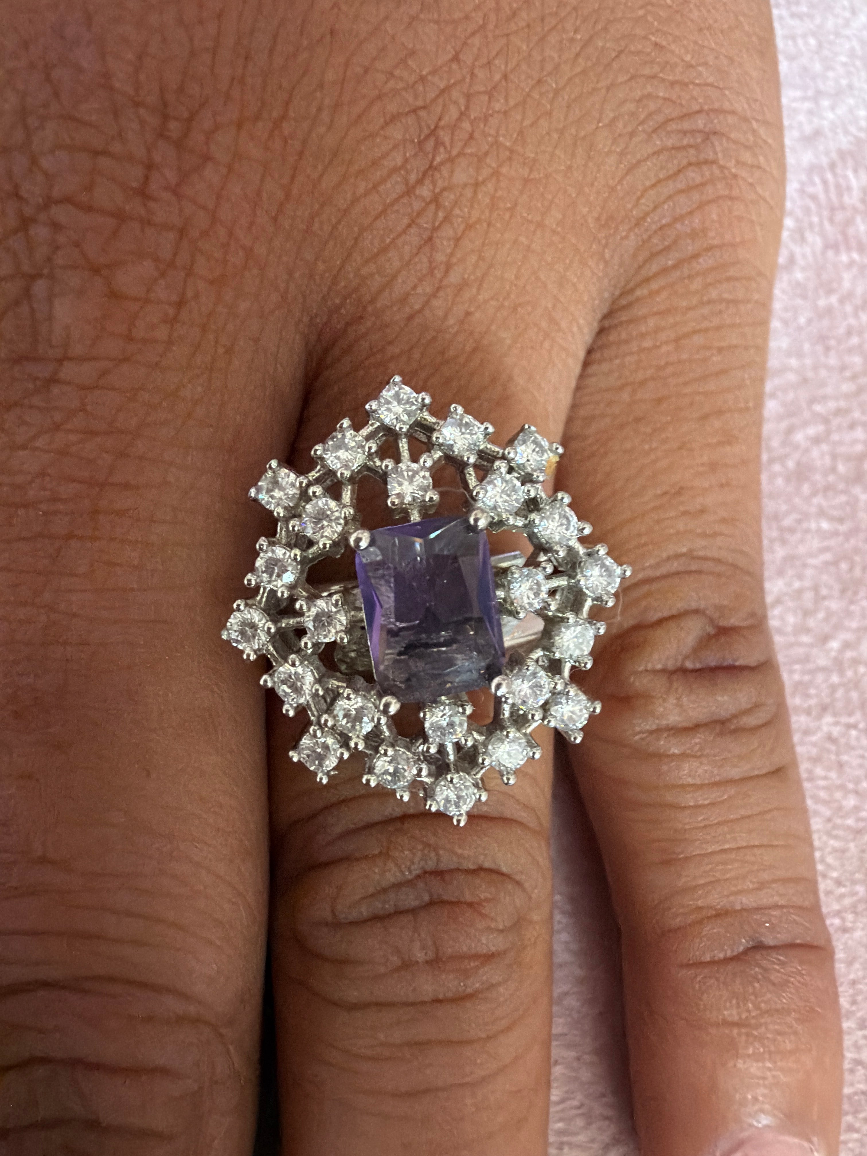 Lavender Amethyst Starburst Statement Ring