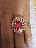 Ruby Red Floral Statement Ring