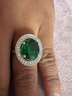 Emerald Green Oval Stone Statement Ring