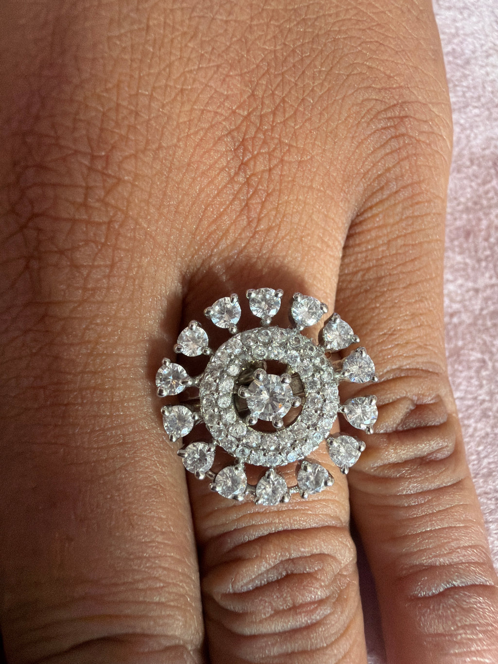 Crystal Heart Halo Statement Ring