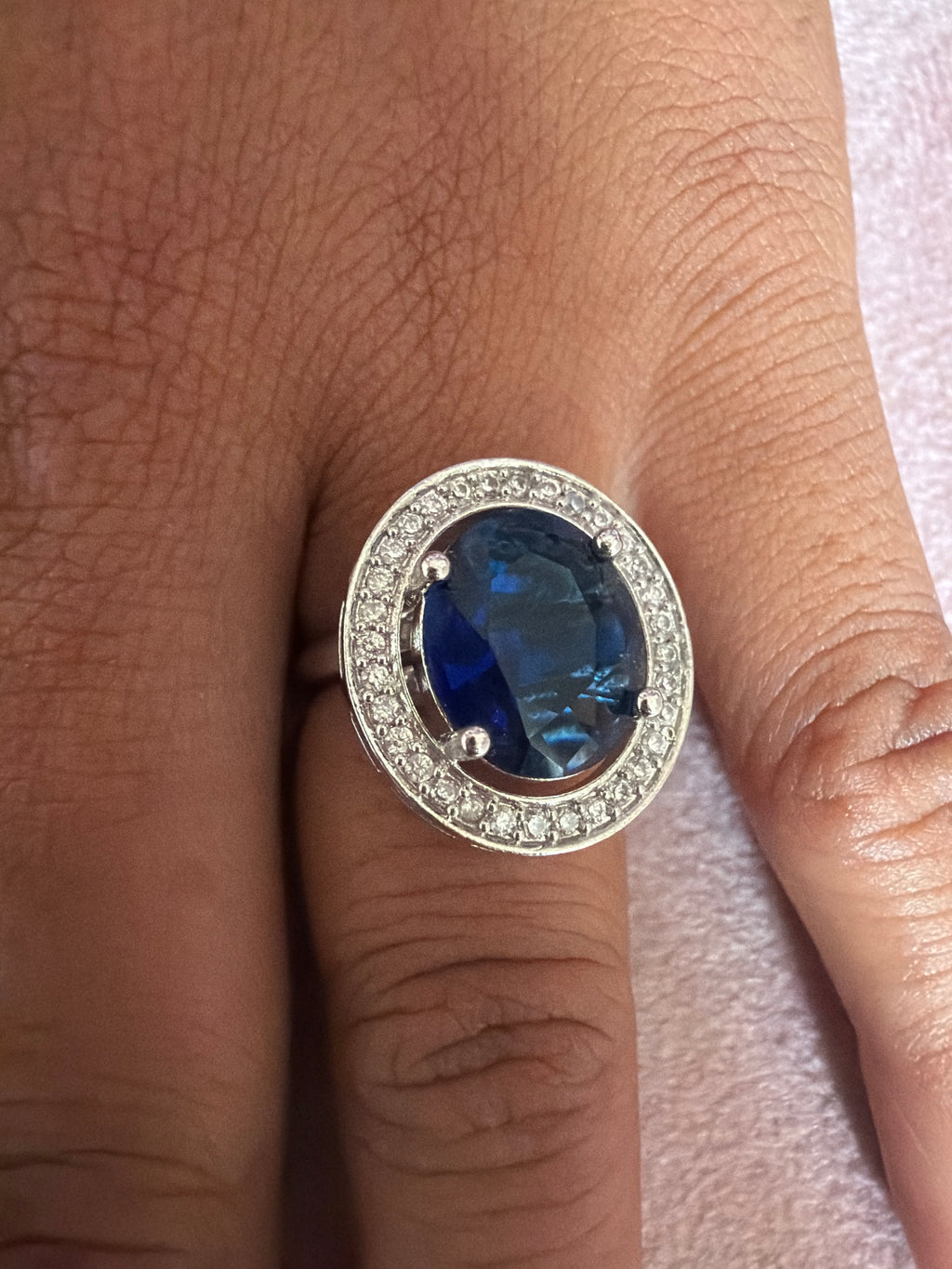 Sapphire Blue Oval Statement Ring