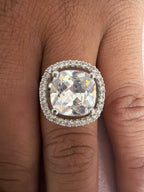 Crystal Cushion-Cut Statement Ring