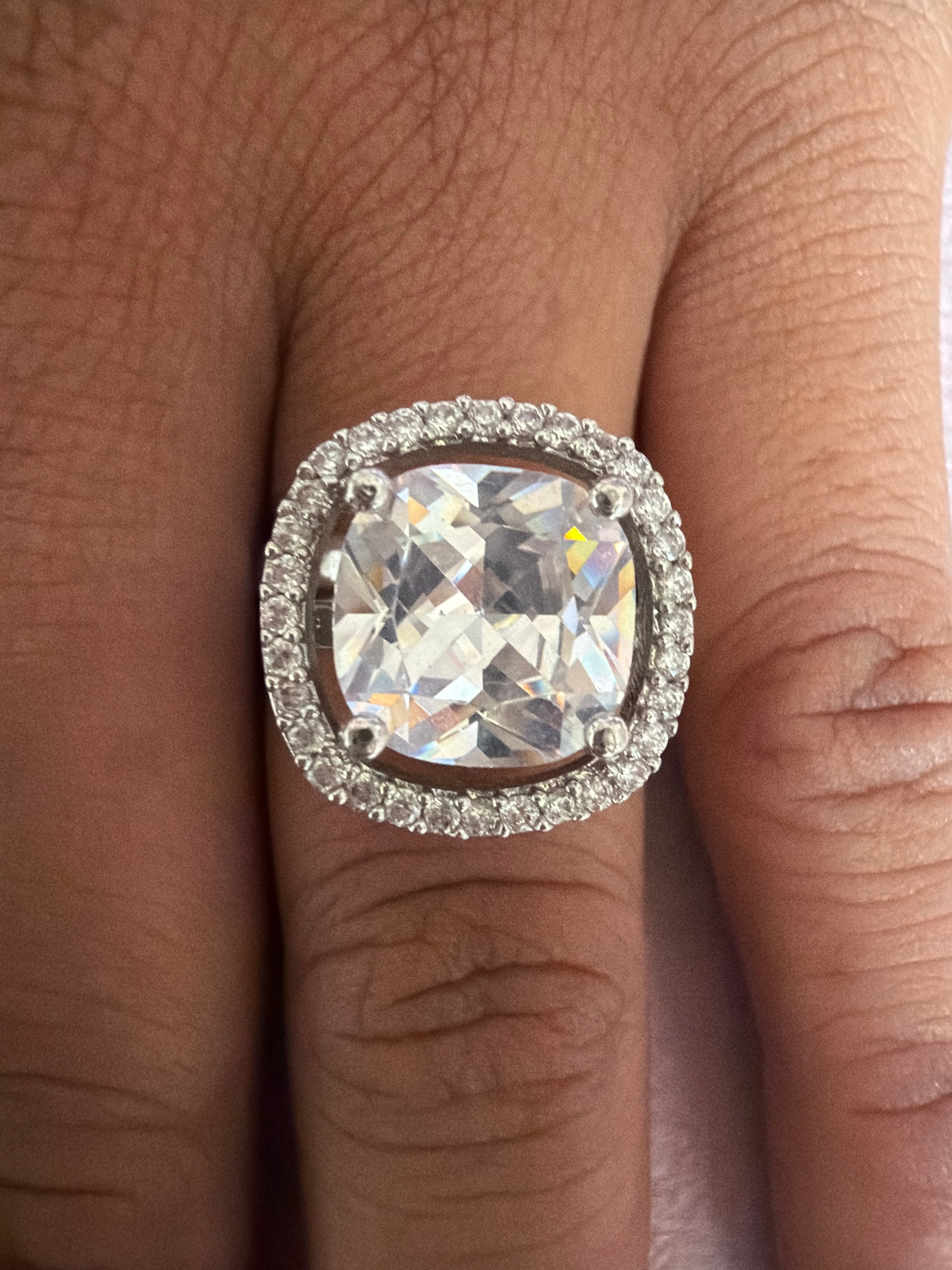 Crystal Cushion-Cut Statement Ring