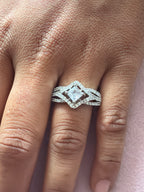 Silver Square Cut Crystal Statement Ring
