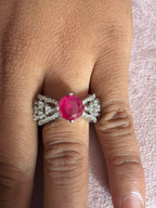 Ruby Pink Oval Statement Ring