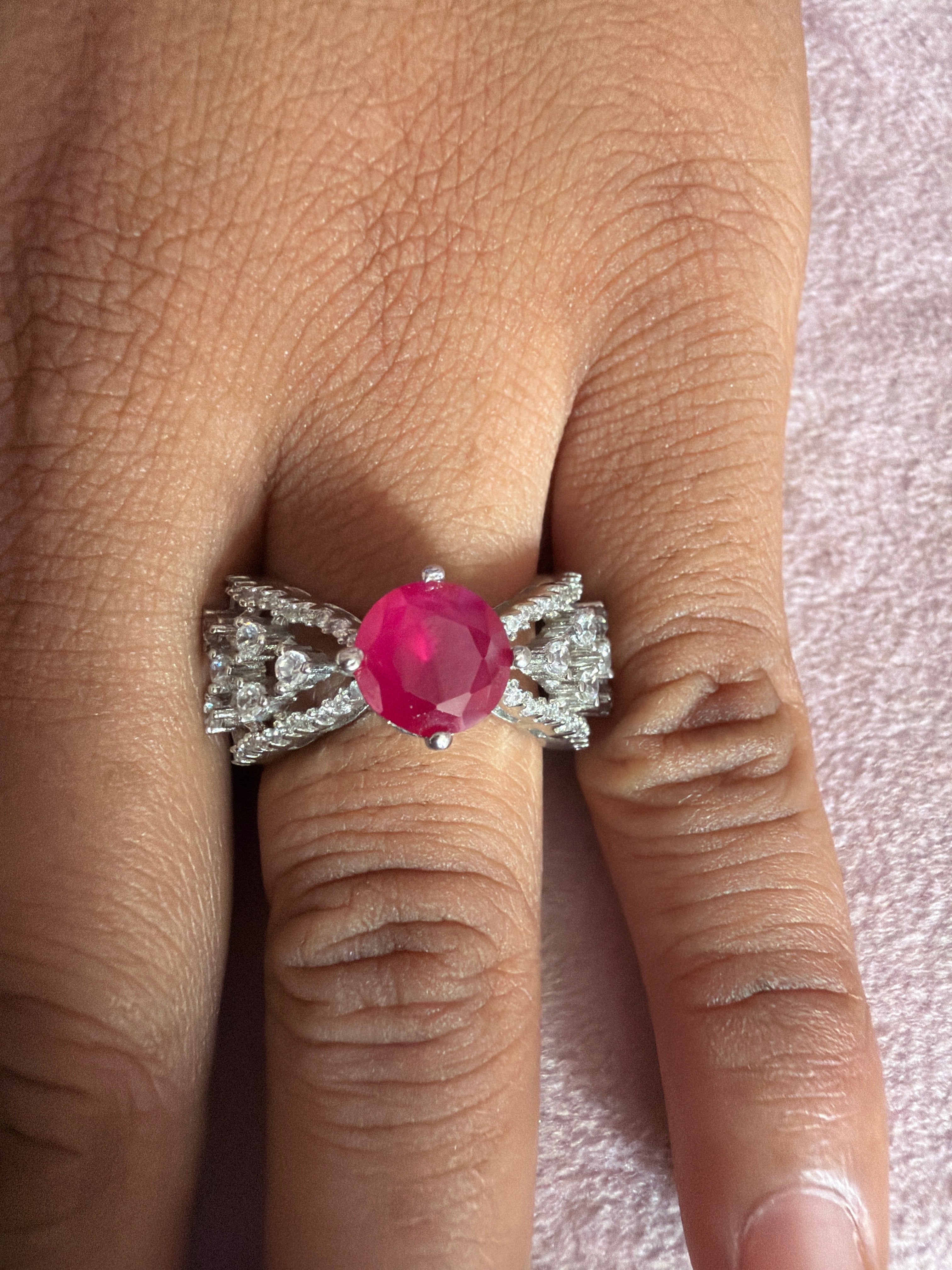 Ruby Pink Oval Statement Ring