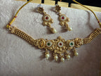 Traditional Gold-Tone Necklace Set with Pearl Drops