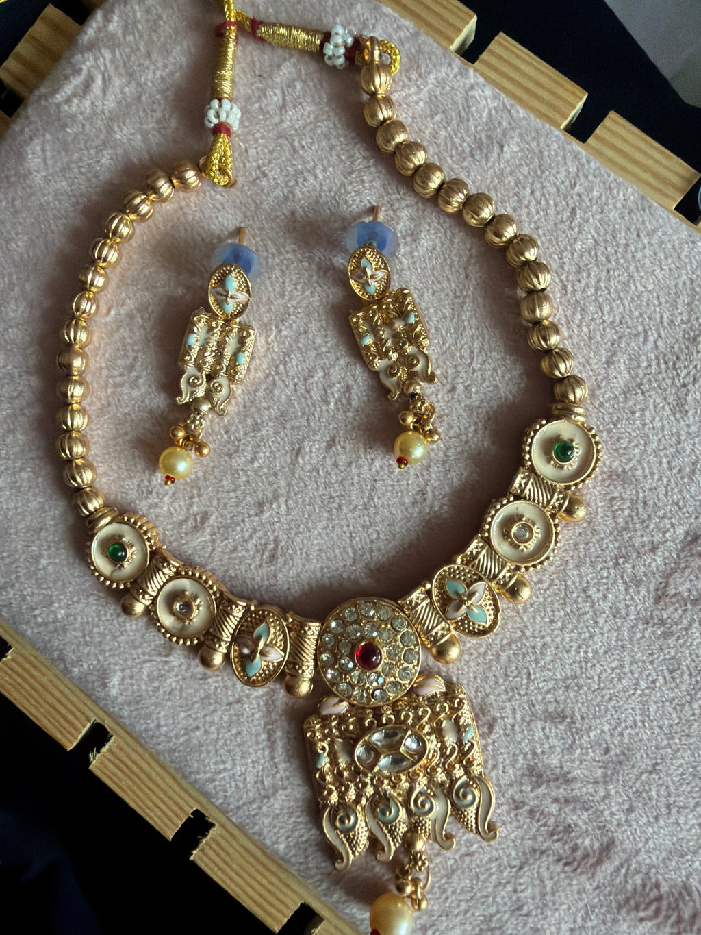 Traditional Gold-Tone Designer Necklace Set