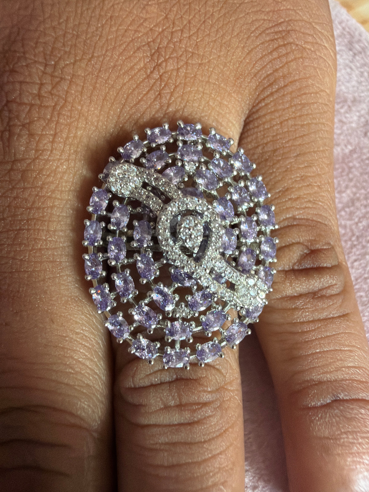 Lavender Crystal Statement Ring