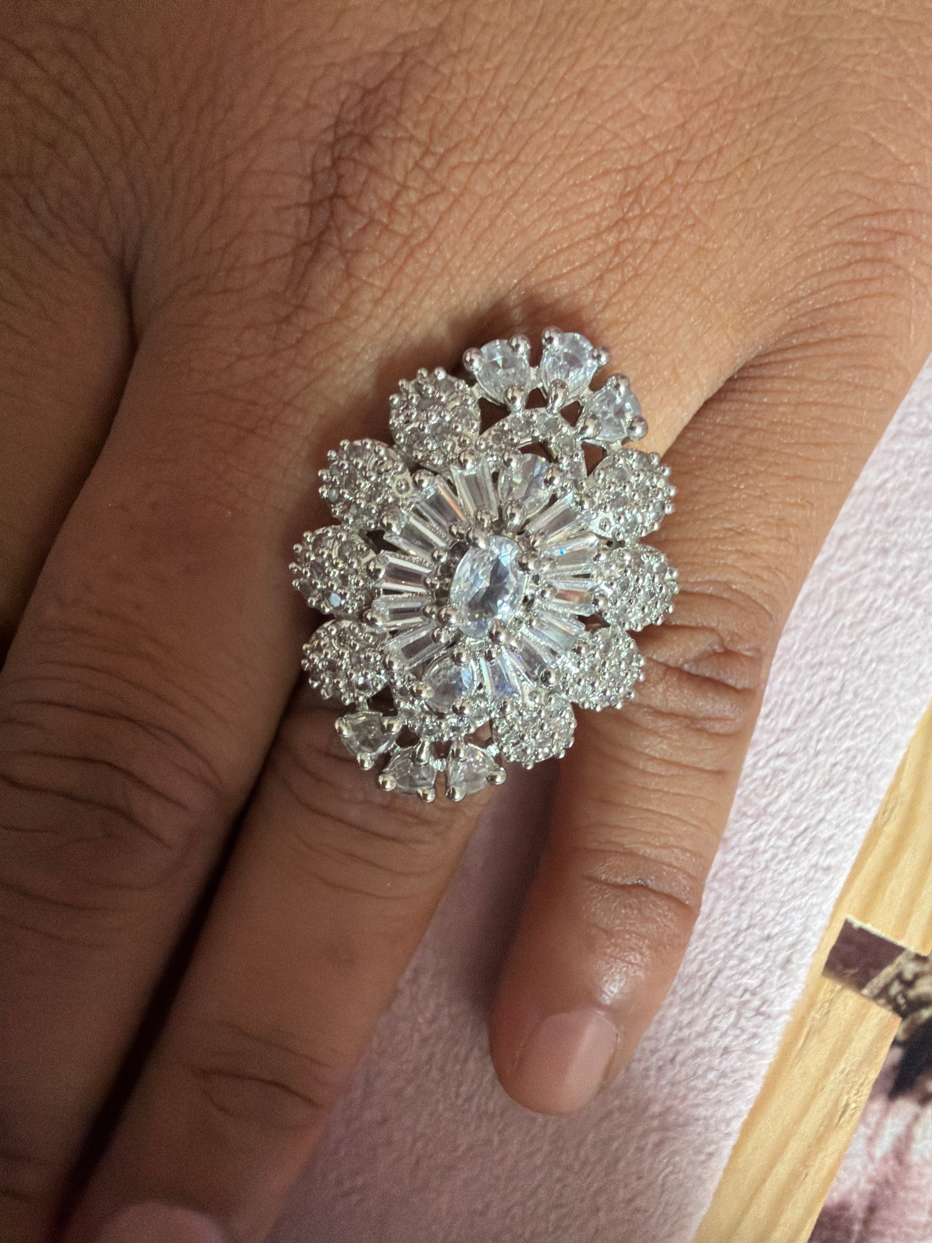Floral Crystal Statement Ring