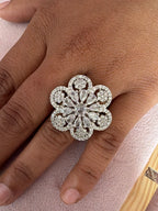 Floral Crystal Cluster Statement Ring