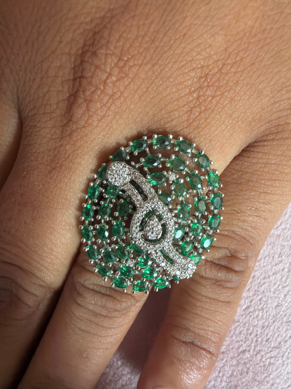 Emerald Green Crystal Statement Ring