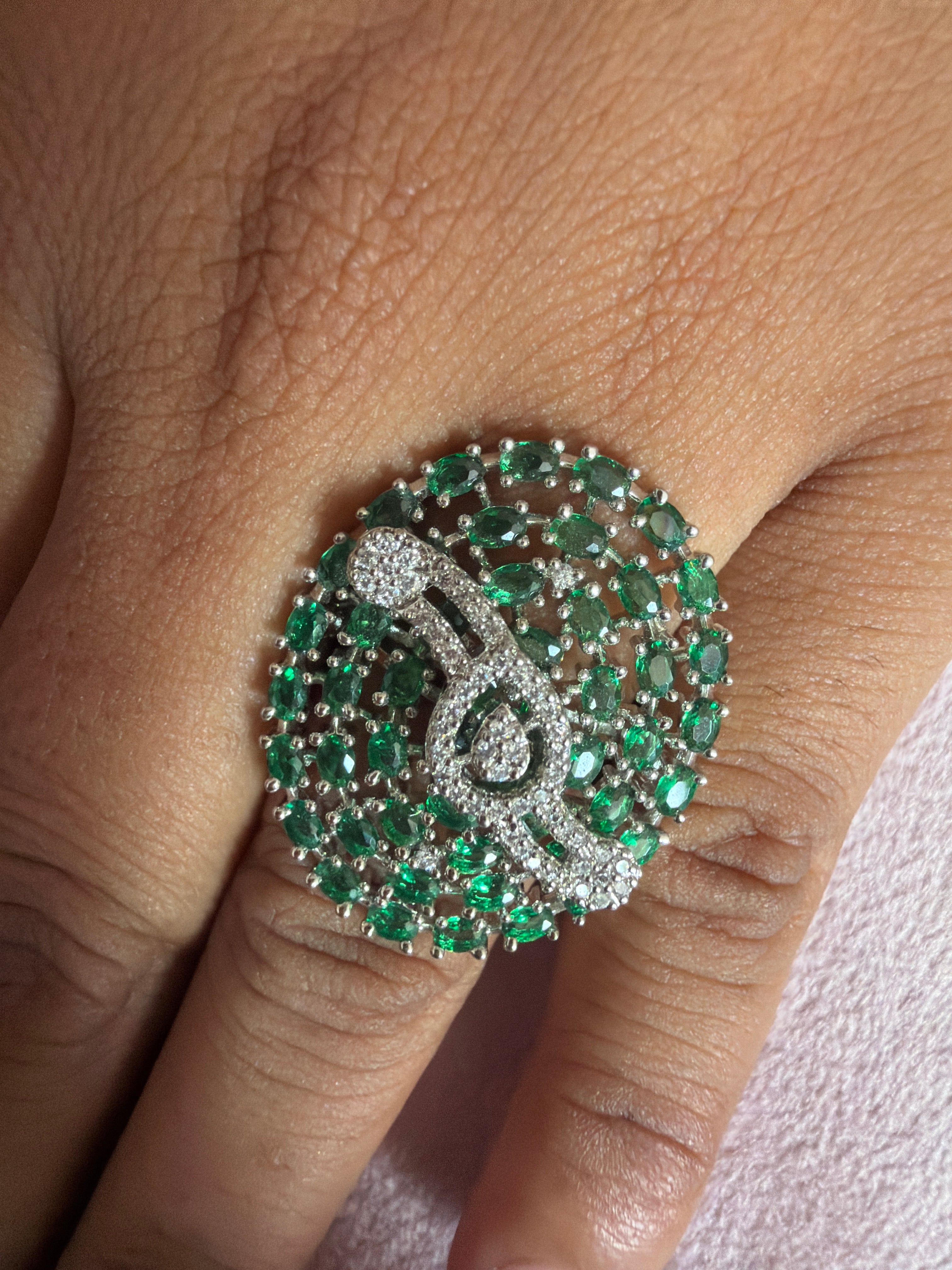 Emerald Green Crystal Statement Ring